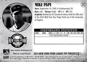 2014 Choice New York-Penn League Top Prospects #17 Mike Papi Back