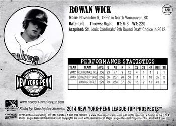 2014 Choice New York-Penn League Top Prospects #20 Rowan Wick Back
