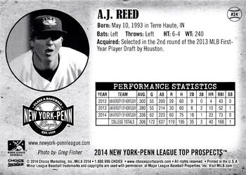 2014 Choice New York-Penn League Top Prospects #24 A.J. Reed Back