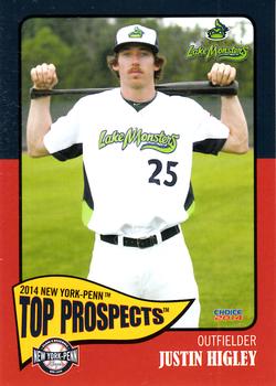 2014 Choice New York-Penn League Top Prospects #26 Justin Higley Front