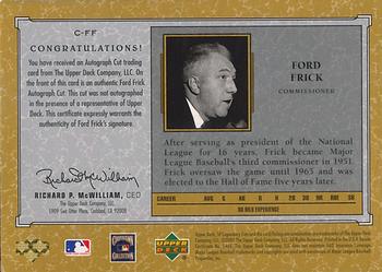 2001 SP Legendary Cuts - Autographs #C-FF Ford Frick Back