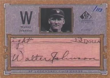 2001 SP Legendary Cuts - Autographs #C-WJ Walter Johnson Front