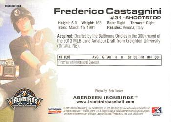 2013 Choice Aberdeen IronBirds #04 Frederico Castagnini Back