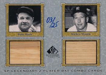 2001 SP Legendary Cuts - Game Bat Combo #BR-MM Babe Ruth / Mickey Mantle Front