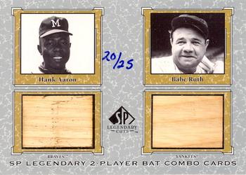 2001 SP Legendary Cuts - Game Bat Combo #HA-BR Hank Aaron / Babe Ruth Front