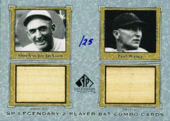 2001 SP Legendary Cuts - Game Bat Combo #SJ-PW Shoeless Joe Jackson / Paul Waner Back