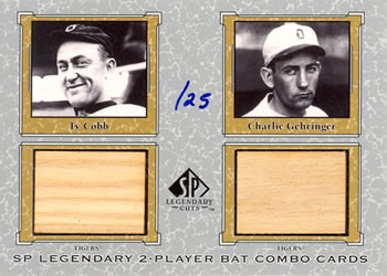 2001 SP Legendary Cuts - Game Bat Combo #TC-CG Ty Cobb / Charlie Gehringer Front