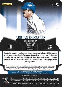 2014 Donruss - Elite Gold Status Die Cut #23 Adrian Gonzalez Back