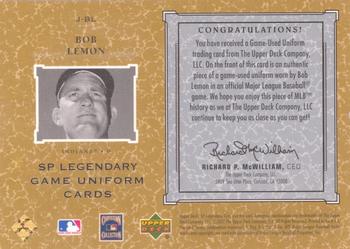 2001 SP Legendary Cuts - Game Jersey #J-BL Bob Lemon Back