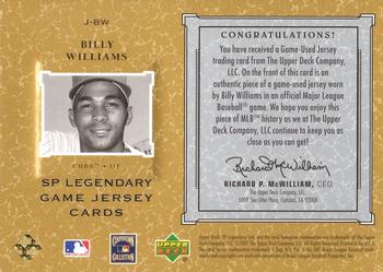 2001 SP Legendary Cuts - Game Jersey #J-BW Billy Williams Back