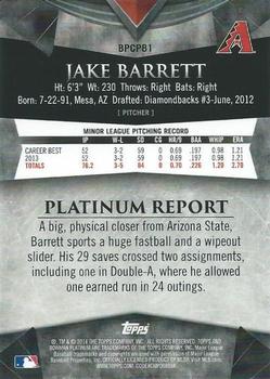2014 Bowman Platinum - Chrome Prospects Camo Refractors #BPCP81 Jake Barrett Back