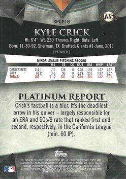 2014 Bowman Platinum - Chrome Prospects Purple Refractors #BPCP18 Kyle Crick Back