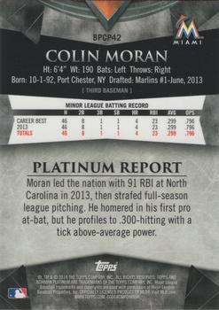 2014 Bowman Platinum - Chrome Prospects Purple Refractors #BPCP42 Colin Moran Back