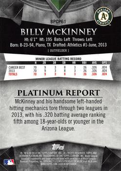 2014 Bowman Platinum - Chrome Prospects Purple Refractors #BPCP61 Billy McKinney Back
