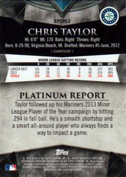 2014 Bowman Platinum - Chrome Prospects Purple Refractors #BPCP63 Chris Taylor Back