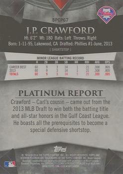 2014 Bowman Platinum - Chrome Prospects Purple Refractors #BPCP67 J.P. Crawford Back