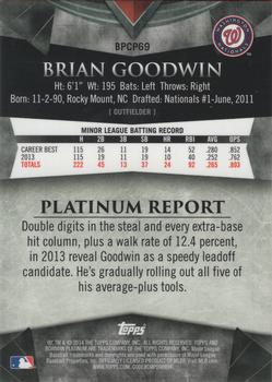 2014 Bowman Platinum - Chrome Prospects Purple Refractors #BPCP69 Brian Goodwin Back