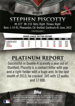 2014 Bowman Platinum - Chrome Prospects Refractors #BPCP78 Stephen Piscotty Back