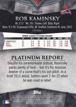 2014 Bowman Platinum - Chrome Prospects Refractors #BPCP79 Robert Kaminsky Back