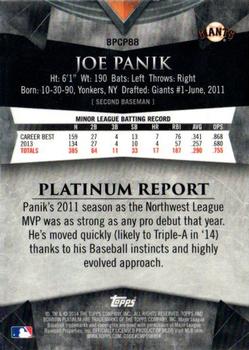 2014 Bowman Platinum - Chrome Prospects Refractors #BPCP88 Joe Panik Back