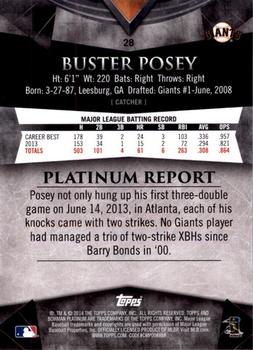 2014 Bowman Platinum - Gold #28 Buster Posey Back