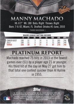 2014 Bowman Platinum - Gold #11 Manny Machado Back