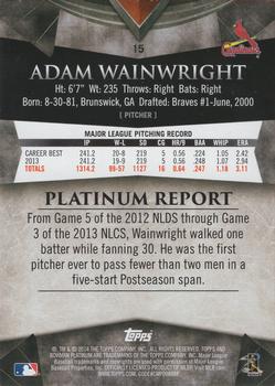 2014 Bowman Platinum - Gold #15 Adam Wainwright Back