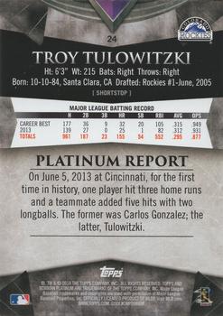 2014 Bowman Platinum - Gold #24 Troy Tulowitzki Back