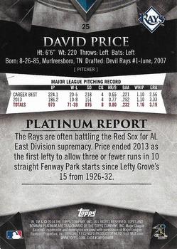 2014 Bowman Platinum - Gold #25 David Price Back