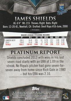 2014 Bowman Platinum - Gold #27 James Shields Back