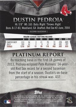 2014 Bowman Platinum - Gold #46 Dustin Pedroia Back