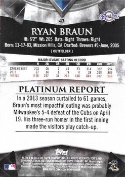 2014 Bowman Platinum - Gold #47 Ryan Braun Back