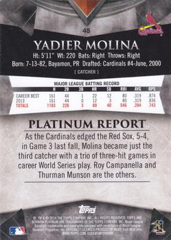 2014 Bowman Platinum - Gold #48 Yadier Molina Back
