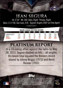 2014 Bowman Platinum - Gold #56 Jean Segura Back