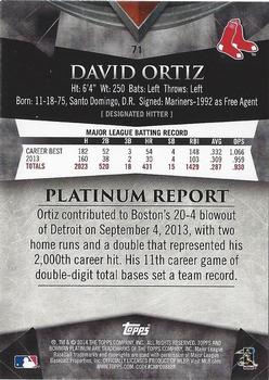 2014 Bowman Platinum - Gold #71 David Ortiz Back