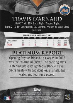 2014 Bowman Platinum - Gold #79 Travis d'Arnaud Back