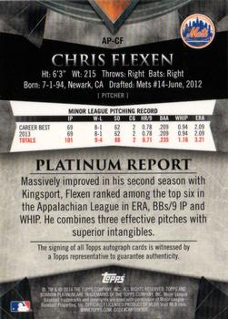 2014 Bowman Platinum - Prospect Autographs #AP-CF Chris Flexen Back
