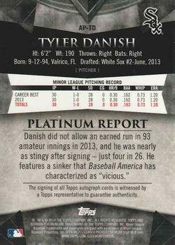 2014 Bowman Platinum - Prospect Autographs #AP-TD Tyler Danish Back