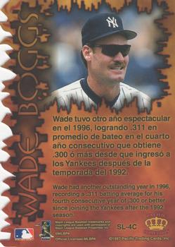 1997 Pacific Prism Invincible - Sizzling Lumber #SL-4C Wade Boggs Back