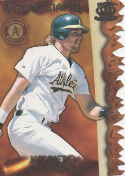 1997 Pacific Prism Invincible - Sizzling Lumber #SL-5B Jason Giambi Front