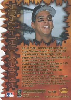1997 Pacific Prism Invincible - Sizzling Lumber #SL-9B Andres Galarraga Back
