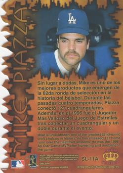 1997 Pacific Prism Invincible - Sizzling Lumber #SL-11A Mike Piazza Back