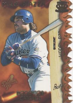 1997 Pacific Prism Invincible - Sizzling Lumber #SL-11A Mike Piazza Front