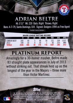 2014 Bowman Platinum - Ruby #38 Adrian Beltre Back