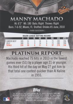 2014 Bowman Platinum - Ruby #11 Manny Machado Back