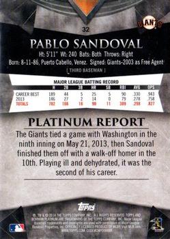 2014 Bowman Platinum - Ruby #32 Pablo Sandoval Back