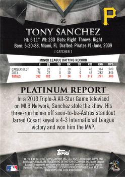 2014 Bowman Platinum - Ruby #95 Tony Sanchez Back
