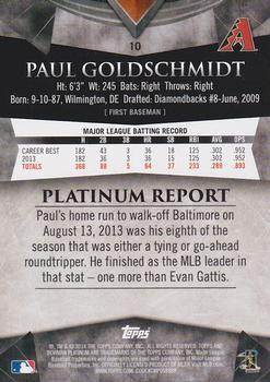 2014 Bowman Platinum - Sapphire #10 Paul Goldschmidt Back