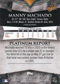 2014 Bowman Platinum - Sapphire #11 Manny Machado Back