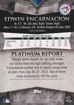 2014 Bowman Platinum - Sapphire #65 Edwin Encarnacion Back
